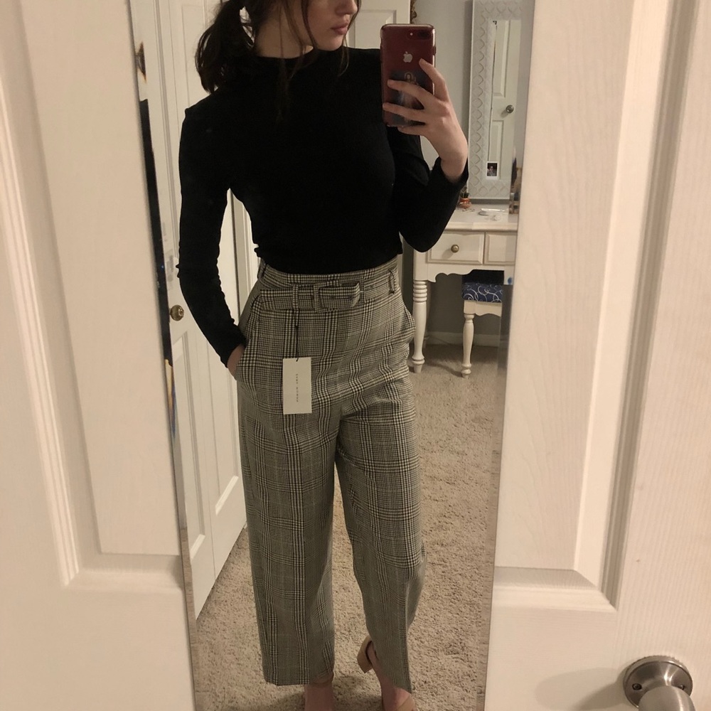 ZARA Women Camel Plaid Pants